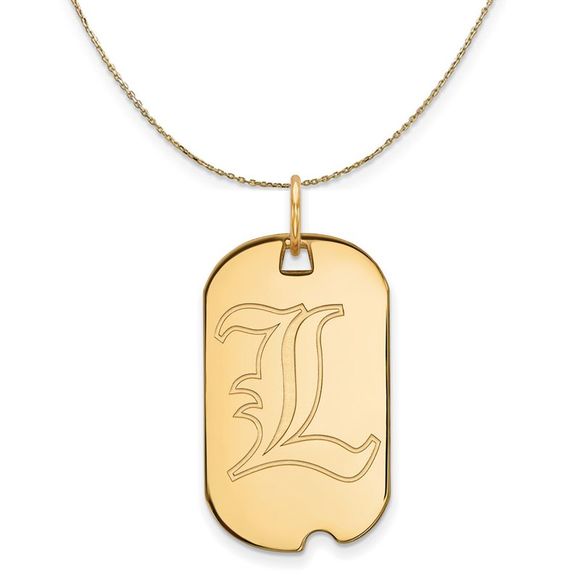14k Yellow Gold U. of Louisville Dog Tag Necklace - 16 Inch - Picture 1 of 7